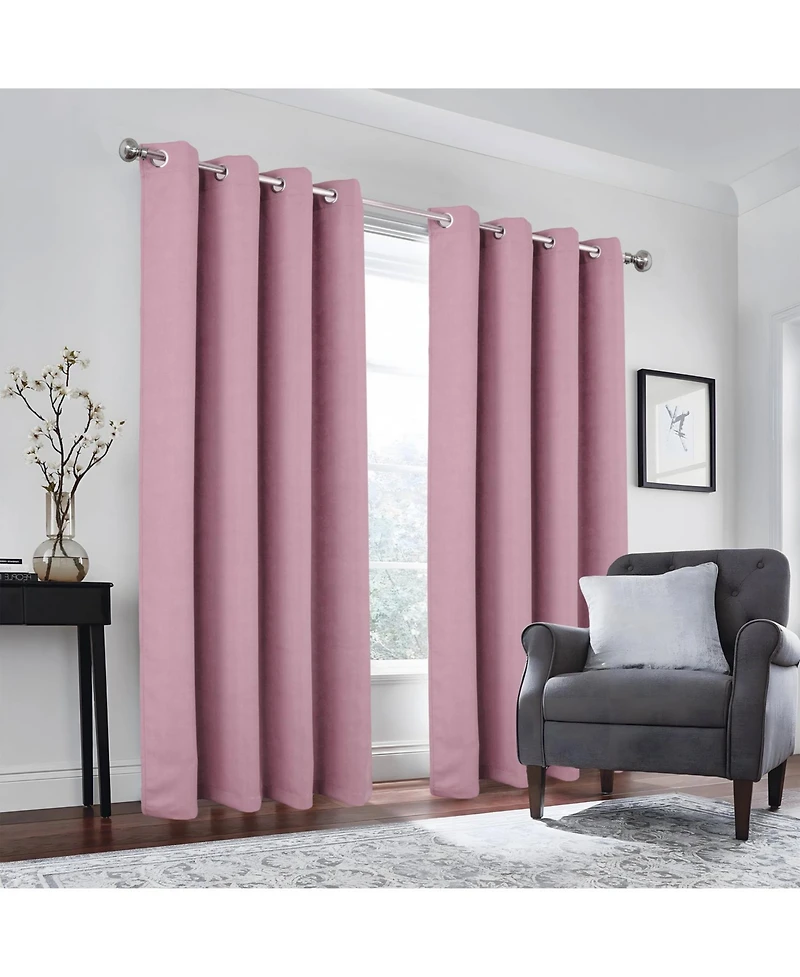 Olivia Gray 100% Polyester 190 Gsm Eloise Reversible Blackout Grommet Curtain Panel 54" x 90" Purple