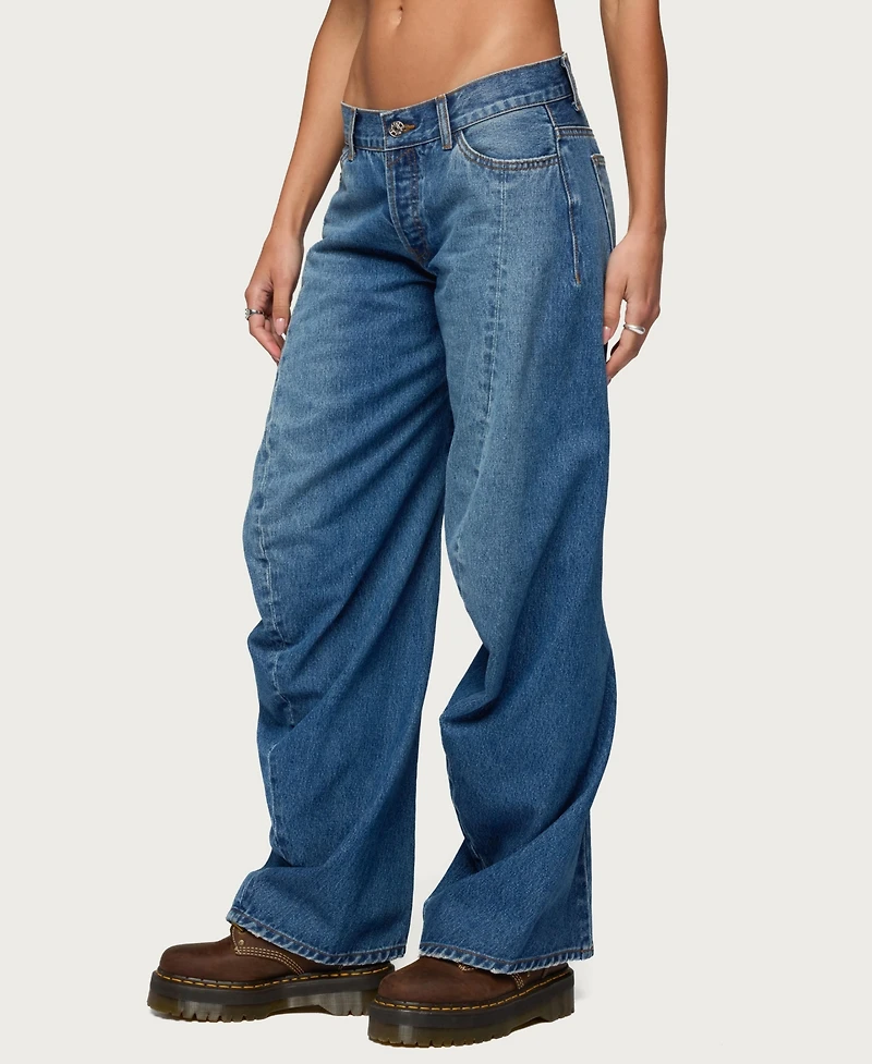 Edikted Women's Maiah Low Rise Barrel Jeans
