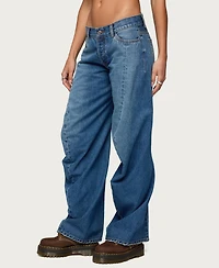 Edikted Women's Maiah Low Rise Barrel Jeans