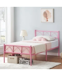 gaomon Twin Size Sturdy Modern Stylish Iron Bed Frame with Headboard and Footboard Metal Platform Bed - Simple Assembly, No Box Spring Needed.