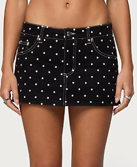 Edikted Women's Freada Polka Dot Denim Mini Skort
