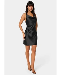 Bebe Women's Satin Sash Neck Mini Dress