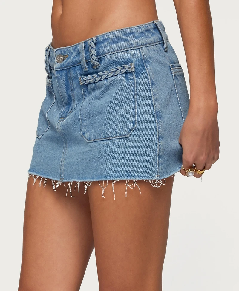 Edikted Women's Gloriana Braided Denim Mini Skort