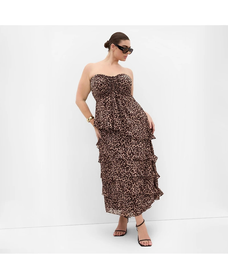 City Chic Plus Skai Leopard Print Top