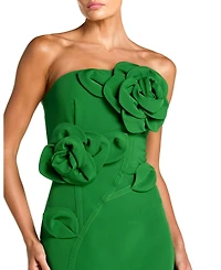 Mac Duggal Women's Crepe Strapless Midi Dress with 3D Flower Detail