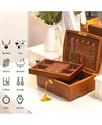 Yigii Wooden Jewelry Box with Lock for Women