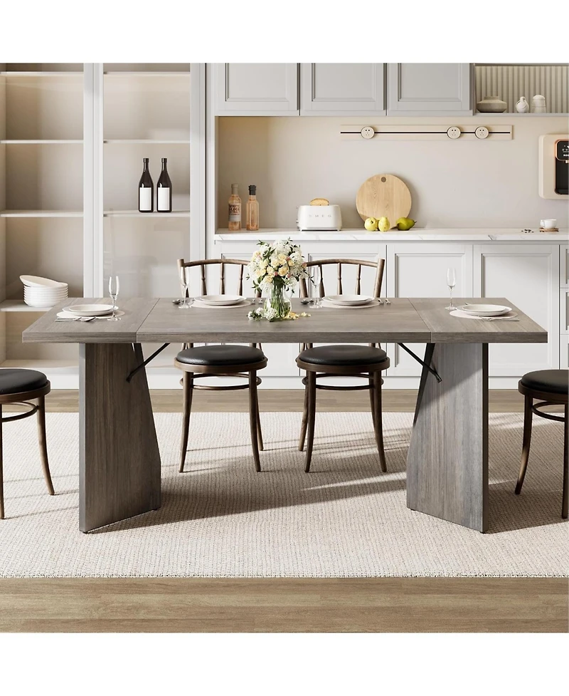 gaomon Senfot Rectangular Dining Table for 6, Long Wooden Rustic Farmhouse Tall Kitchen with Large Tabletopwith Heavy Duty