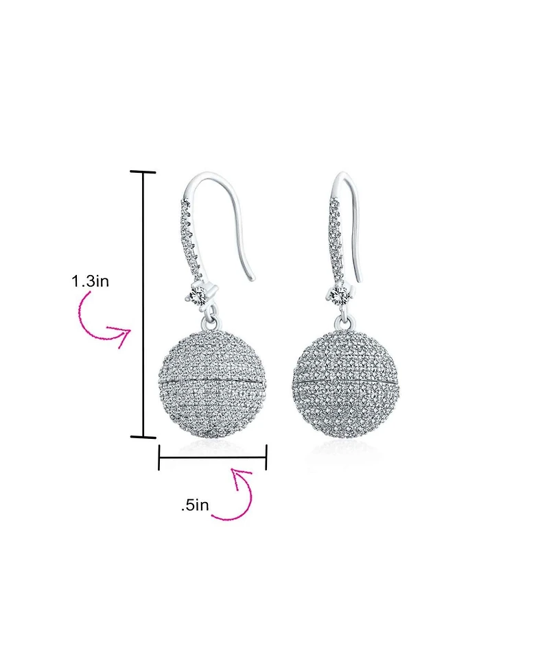 Bling Jewelry Modern Cocktail Pave Cz Statement Disco Ball Earrings Cubic Zirconia