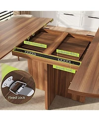 gaomon 43.3"–59" Extendable Round to Oval Hidden Storage Dining Table – Modern Cross Base Design
