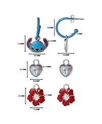 Disney Stitch Charm Hoop Earring Set, 1 Hoop with 3 Interchangeable Charms, Silver Tone