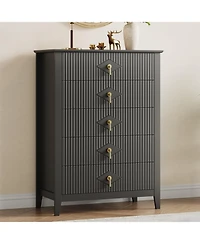 gaomon Fluted Dresser for Bedroom, 42.9" Tall 5-Drawer Wood Dresser, Modern Chest of Drawers, Storage Organizer Cabinet