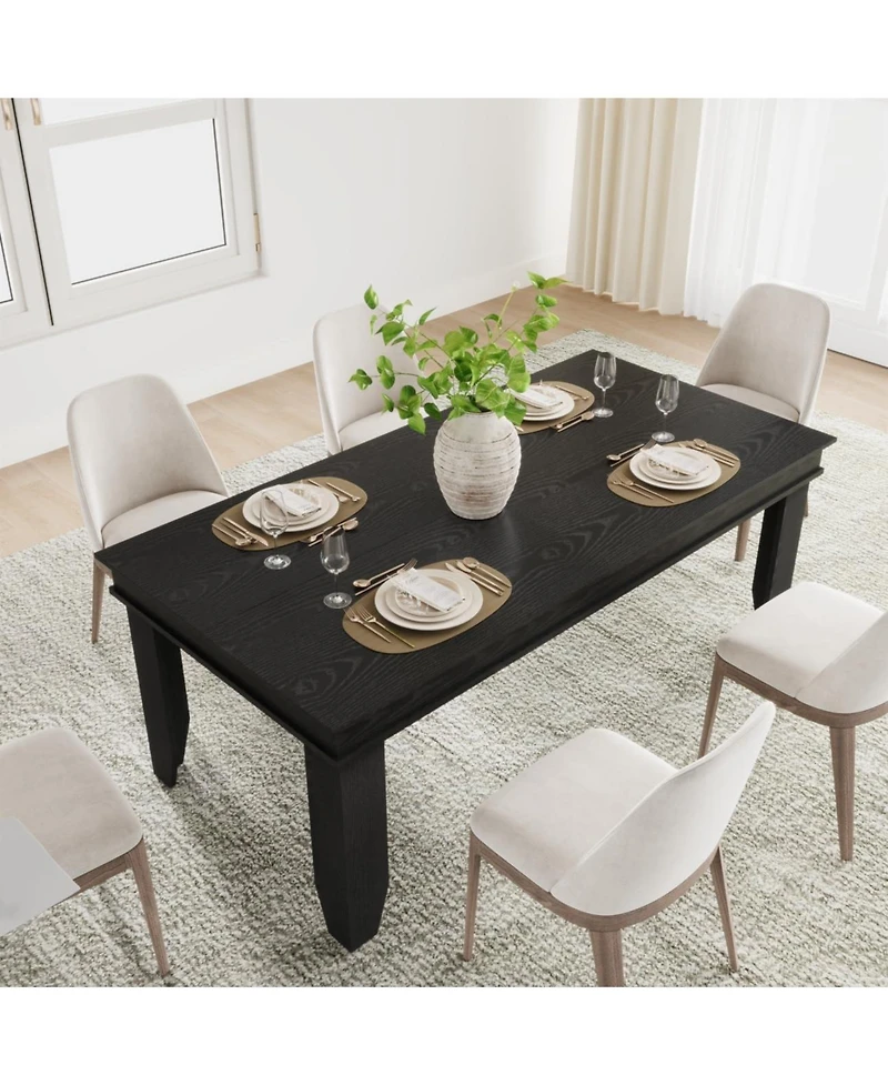 gaomon 71" Dining Table for 6 to 8, Wood Rustic Kitchen with Eadge Trim, Large Rectangular Dinner Room, Home Office, Livin