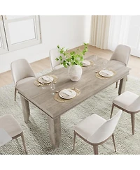 gaomon 71" Dining Table for 6 to 8, Wood Rustic Kitchen with Eadge Trim, Large Rectangular Dinner Room, Home Office, Livin