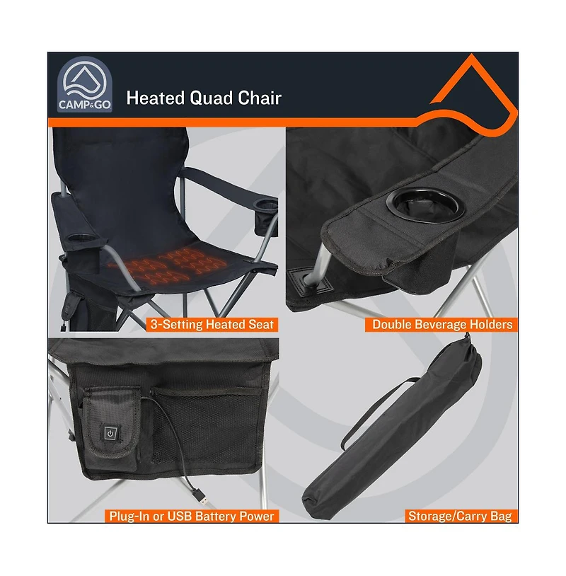 Camp & Go Heated Deluxe Quad Chair