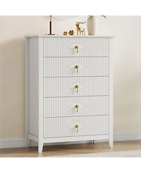 gaomon Fluted Dresser for Bedroom, 42.9" Tall 5-Drawer Wood Dresser, Modern Chest of Drawers, Storage Organizer Cabinet