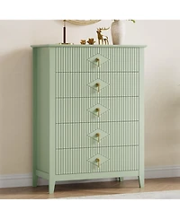 gaomon Fluted Dresser for Bedroom, 42.9" Tall 5-Drawer Wood Dresser, Modern Chest of Drawers, Storage Organizer Cabinet