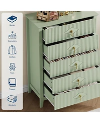 gaomon Fluted Dresser for Bedroom, 42.9" Tall 5-Drawer Wood Dresser, Modern Chest of Drawers, Storage Organizer Cabinet