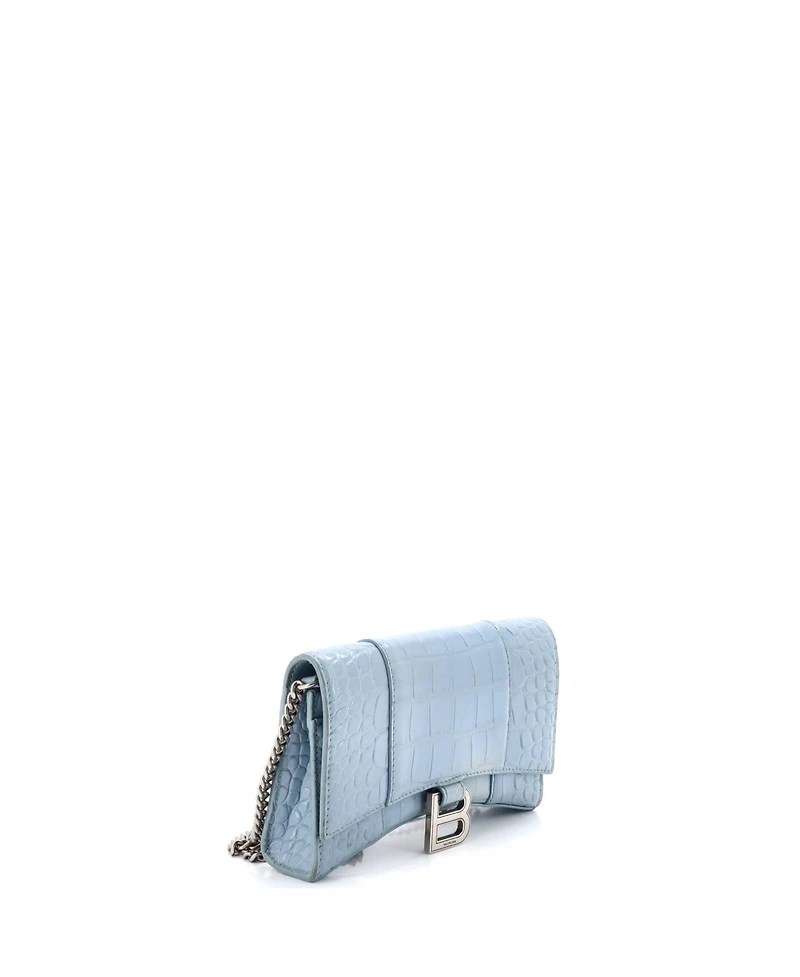 Pre-Owned Balenciaga Hourglass Chain Wallet Embossed Leather