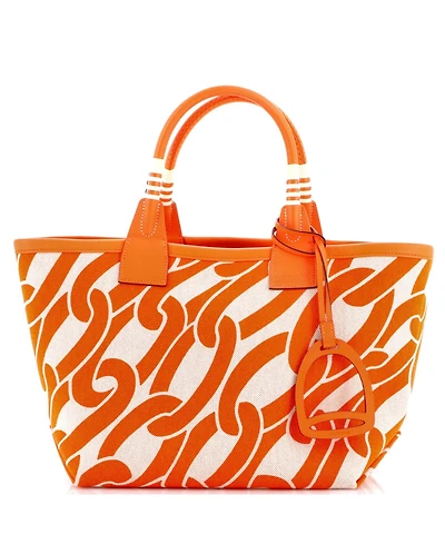 Pre-Owned HERMES 25 Sac Steeple Tote Printed Toile with Leather