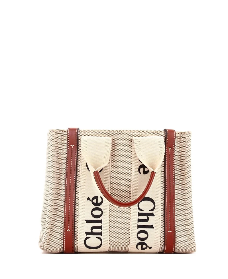 Pre-Owned Chloe Small Woody Tote Canvas with Leather