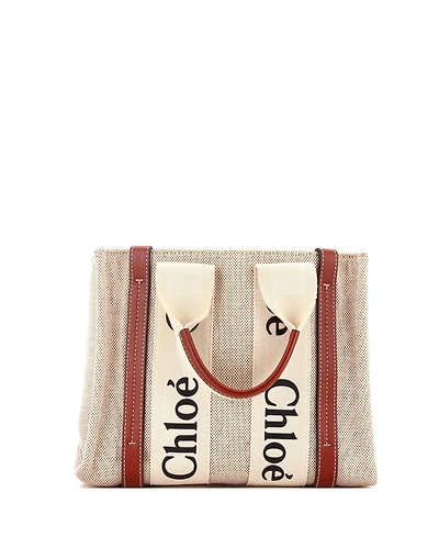 Pre-Owned Chloe Small Woody Tote Canvas with Leather