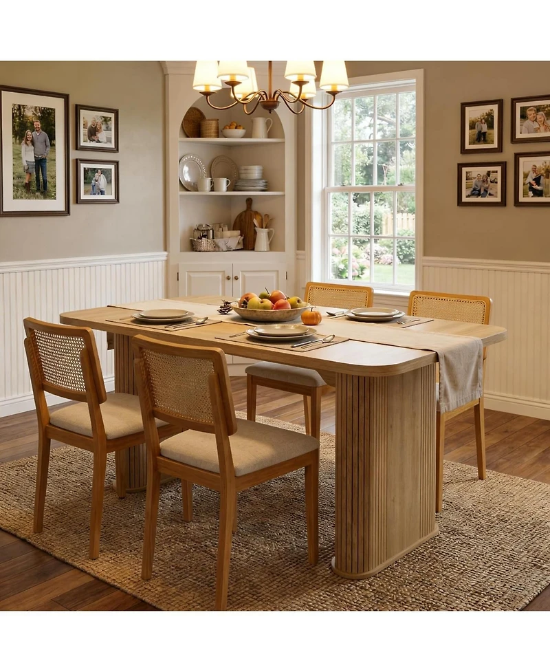 gaomon 62" Large Dining Table, Set for 6-8 People, Kitchen Dining Table with Grille Design, Suitable for Dining, Home, Office, Living