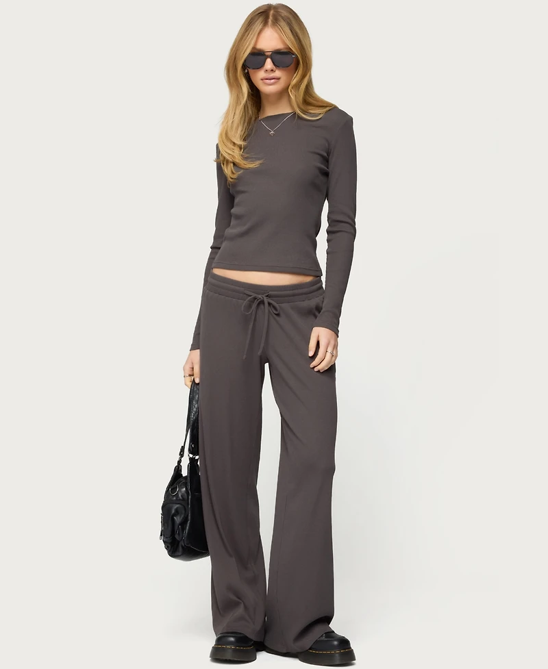 Edikted Women's Cicilia Long Sleeve Ribbed T Shirt