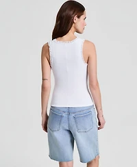 And Now This Women's Crocheted-Trim Ribbed Tank Top, Macy's Exclusive