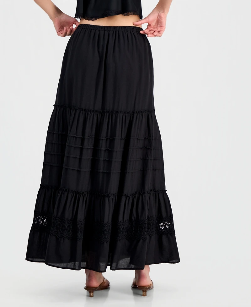 And Now This Juniors' Cotton Tiered Tie-Waist Maxi Skirt, Macy's Exclusive