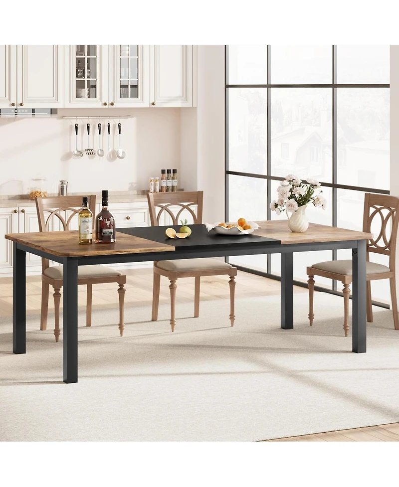 Draft - gaomon Industrial Long Dining Table for 6–8 People, 78.7 Inch Wooden Kitchen with Sturdy Metal Frame