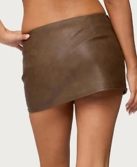 Edikted Women's Studded Belt Faux Leather Mini Skort