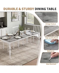 gaomon 71 Farmhouse Dining Table for 4–8, Rectangular Rustic Kitchen with Sturdy Metal Legs and 30mm Scratch Resistant Top