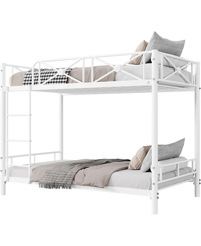 gaomon Metal Bunk Bed Twin Over Twin, Stable Heavy-Duty Bed with Safety Guard Rails and Space-Saving Design, Steel Bed for School, Bedroom