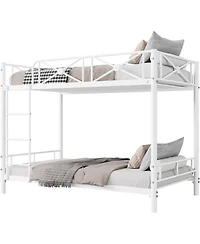 gaomon Metal Bunk Bed Twin Over Twin, Stable Heavy-Duty Bed with Safety Guard Rails and Space-Saving Design, Steel Bed for School, Bedroom
