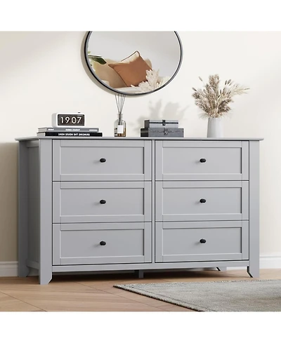 gaomon wooden construction features six deep drawers, metal knobs, and a wide 54-inch design, created as a modern dresser