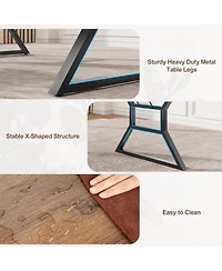 gaomon 70.9 Large Dining Room Table for 6, Rectangular Kitchen with Heavy Duty Metal Legs, Farmhouse Wooden Big Family