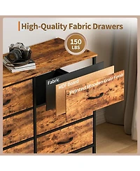 gaomon 70 Inch Dresser for Bedroom, Tv Stand for 65, 75, 80 Inch Tv, 12 Fabric Drawer Long Dresser