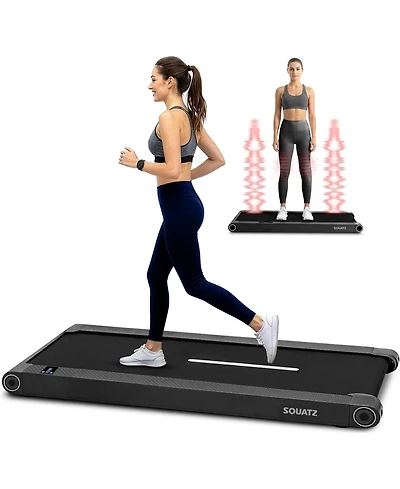 Squatz 2-in-1 Walking Pad Treadmill with Vibration Plate, Under Desk Treadmill with Remote, Led Display, Quiet 1.0HP Motor