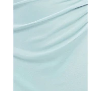 Betsy & Adam Petite Lace Trim Ruched Sleeveless Gown