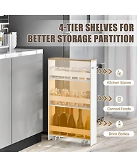 Volenca Slim Kitchen Storage Cart with Handle, Mobile Rolling Shelving Organizer