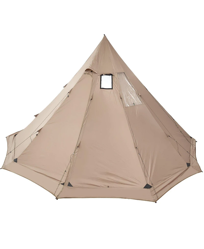 Mecale Hot Tent for 4-6 Persons, Waterproof Canvas Tipi Tent with Stove Jack, Lightweight 4-Season Shelter, L Size