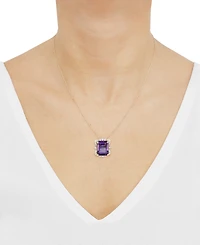 Macy's Blue Topaz (2-1/10 ct. t.w.) and Diamonds Necklace 14k Yellow Gold (also available Onyx Amethyst)