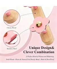 Yigii Wood Wall Hooks - Heavy Duty, 5 Pack