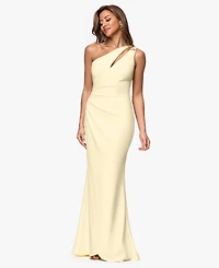 B&A By Betsy and Adam Women's One-Shoulder Side Ruched Ball Gown
