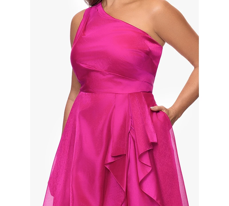 Xscape Plus One-Shoulder Organza Ball Gown