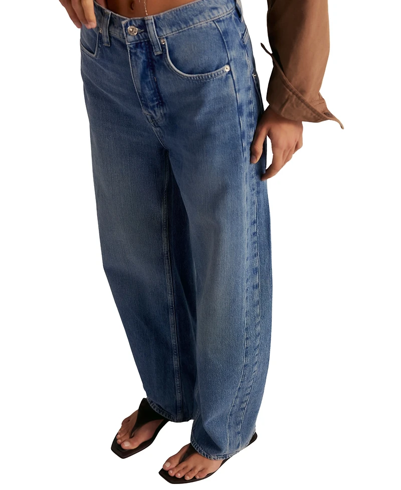 Free People Women's Truro Baggy Puddle High Rise Jeans