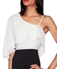 White Tie by Shani Women's One-Shoulder Cape Jumpsuit