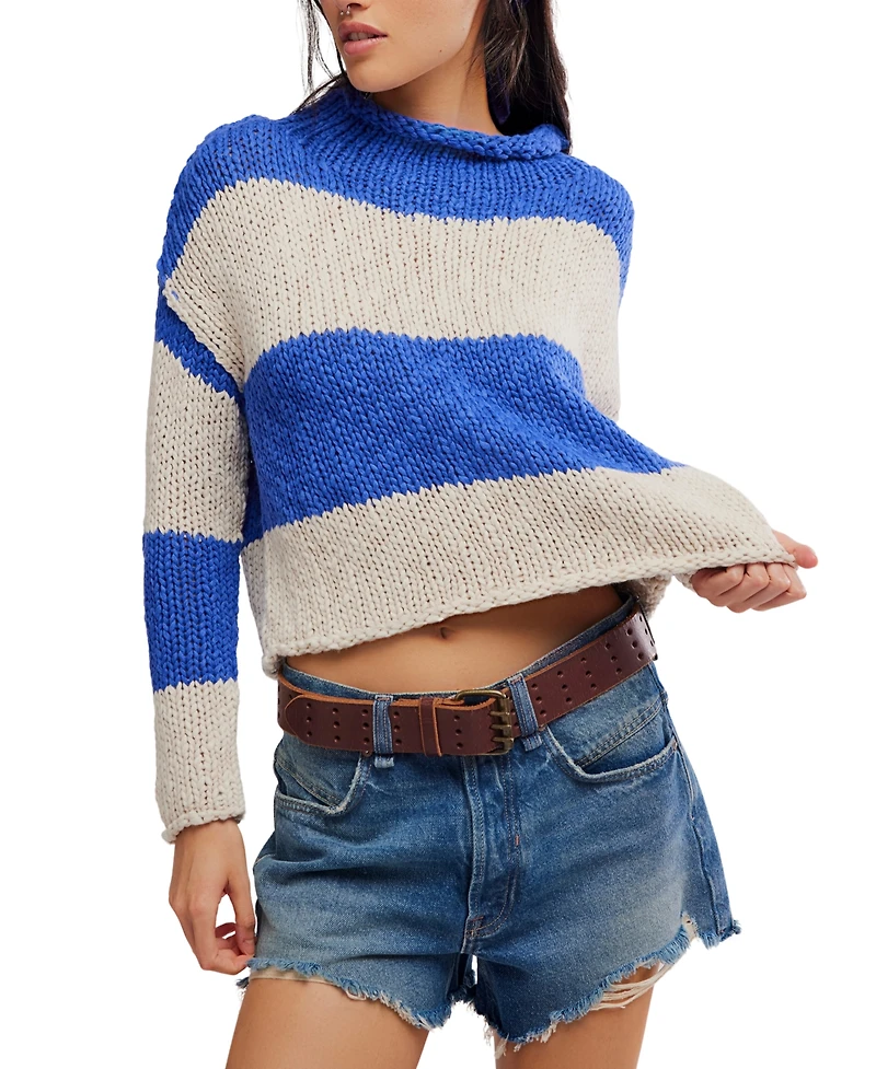 Free People Women's Opal Rugby Stripe Rolled Neck Sweater