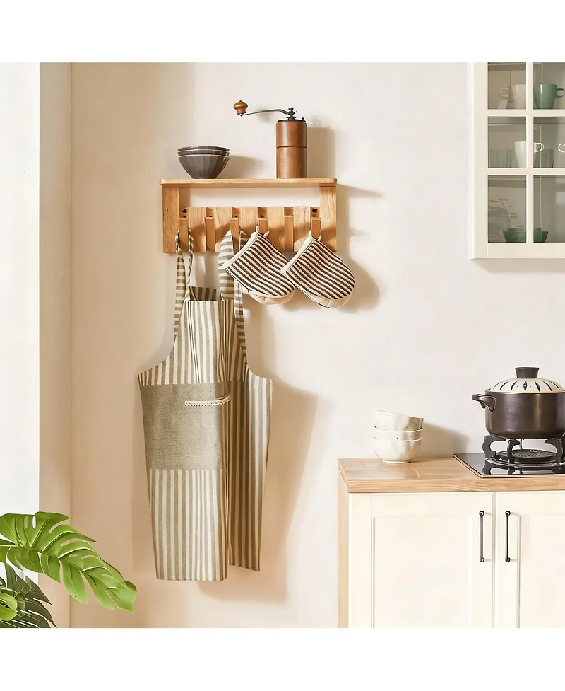 Yigii Space-saving Wall Coat Rack with Hooks and Shelf for Hanging Clothes, Hats, Keys