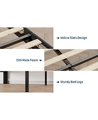 gaomon Upholstered Wooden Bed Frame with Headboard and Crystal Diamond Tufting, Easy Assembly Platform Bed